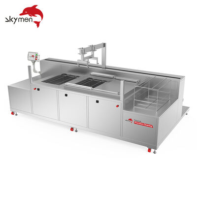 4-Tank Automatisch Ultrasoon Reinigingssysteem voor Precisieonderdelen met PLC Robotarm, Verwarming, Filtratie & Drogen