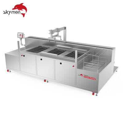 4-Tank Automatisch Ultrasoon Reinigingssysteem voor Precisieonderdelen met PLC Robotarm, Verwarming, Filtratie & Drogen