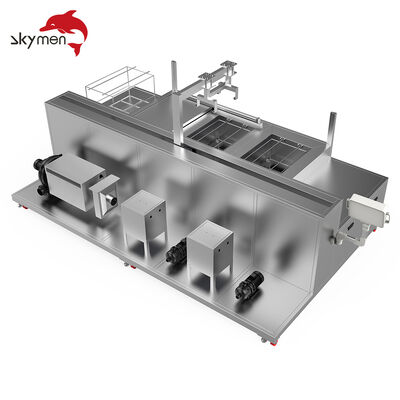 4-Tank Automatisch Ultrasoon Reinigingssysteem voor Precisieonderdelen met PLC Robotarm, Verwarming, Filtratie & Drogen