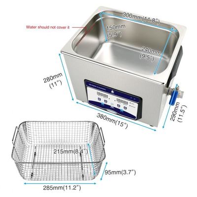 Skymen Ultrasone Reinigingsmachine voor de Groepen van de Boutdrager met Mand een 200W-Verwarmer 1,72 Gallon