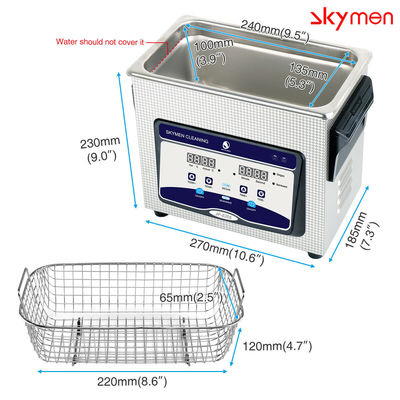 Handpiecesroestvrij staal Ultrasone Schonere 3L 40Khz 120W met Digitale Tijdopnemer